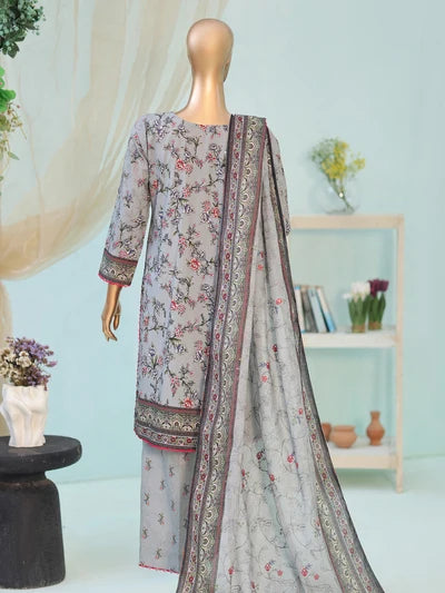 Pareesa By MTF Lawn Grey - Printed 3-PC Suit 2026