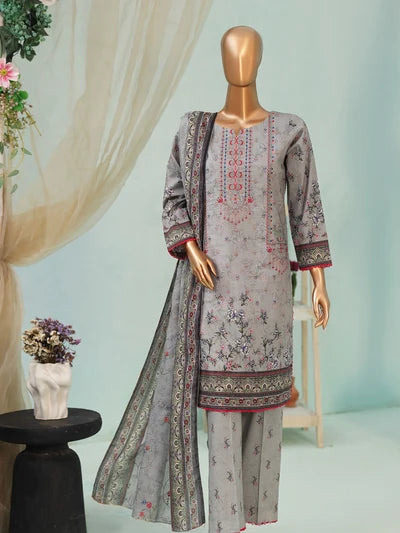 Pareesa By MTF Lawn Grey - Printed 3-PC Suit 2026