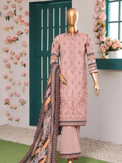 She Style By MTF Digital Printed Embroidered Pima Cotton - Beige