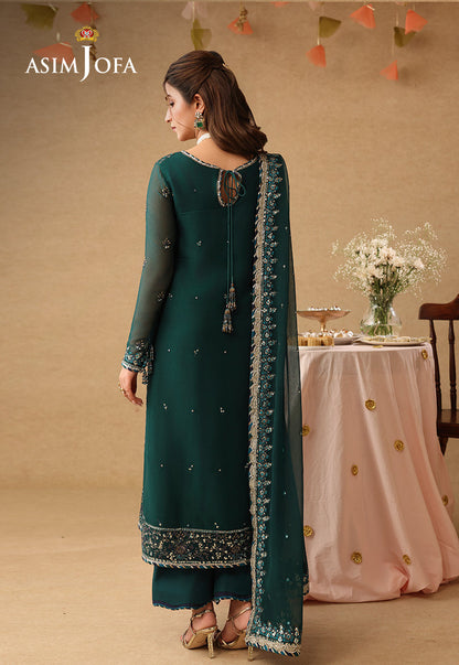 Asif Jofa Embroidered Chiffon - Green 3-Pc | Replica