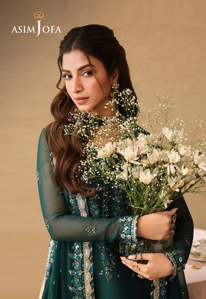 Asif Jofa Embroidered Chiffon - Green 3-Pc | Replica
