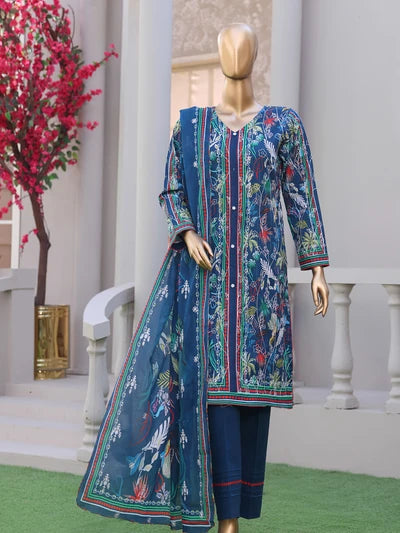 Full front view of the Khwaab By MTF Doria Dhagakari Blue suit showcasing the digital print and Dhagakari embroidery.