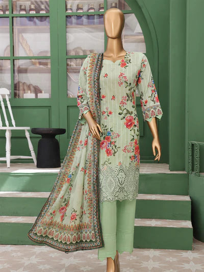 Mtf By Vivari 3pc Unstitched Doria Chikankari Lawn - Green