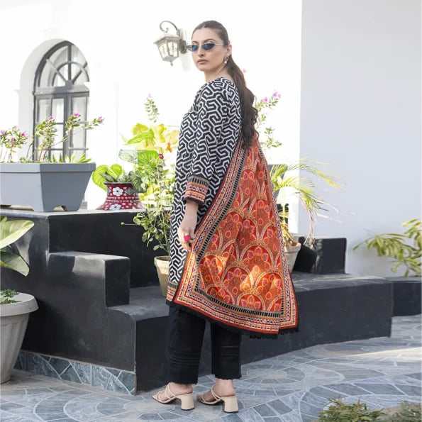Black | Salina 3pc Unstitched Lawn Collection