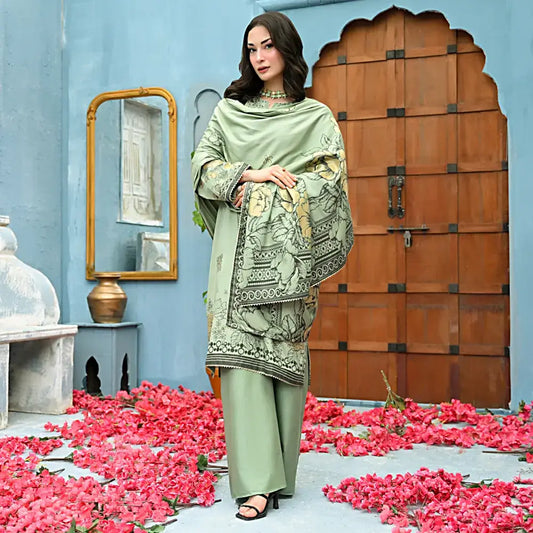 Pista Green | Regalia 3pc Unstitched Jacquard Viscose