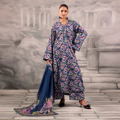 Blue Salina Separates Lawn Collection unstitched ensemble worn by model for a vibrant 2026 look.