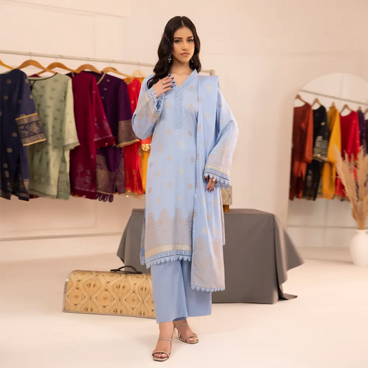 Sky Blue | Regalia 3pc Unstitched Jacquard Viscose