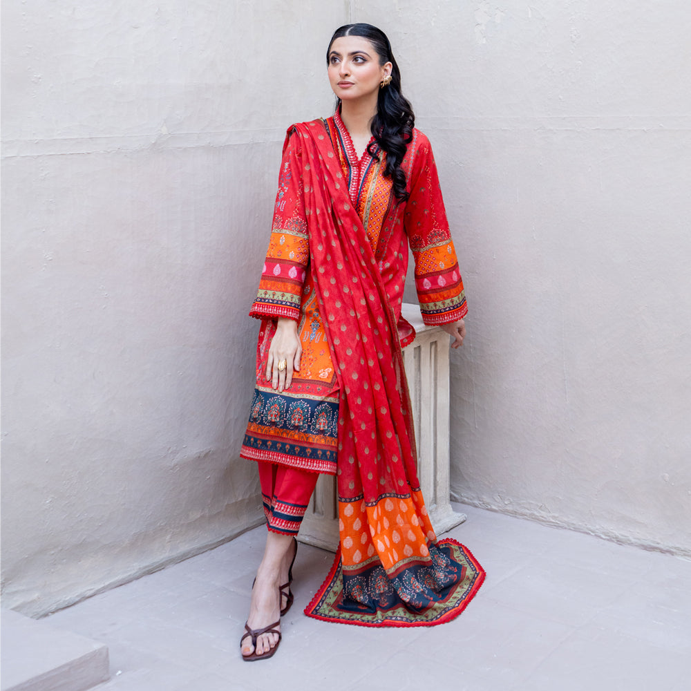Orange | Salina 3pc Unstitched Lawn Collection