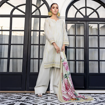 Ash White | Salina 3pc Unstitched Lawn Collection