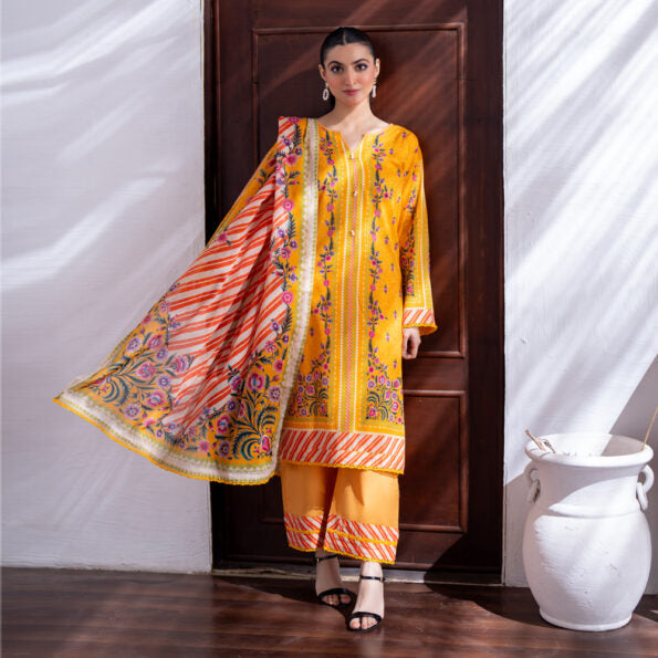 Mustard Yellow | Salina 3pc Unstitched Lawn Collection