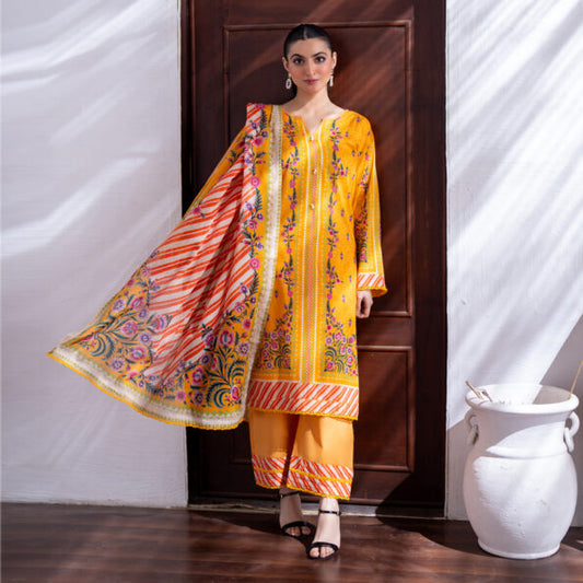 Mustard Yellow | Salina 3pc Unstitched Lawn Collection