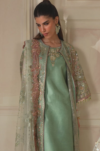 Baroque Net Embroidered - Dusty Sage Green 3-Pc | Replica
