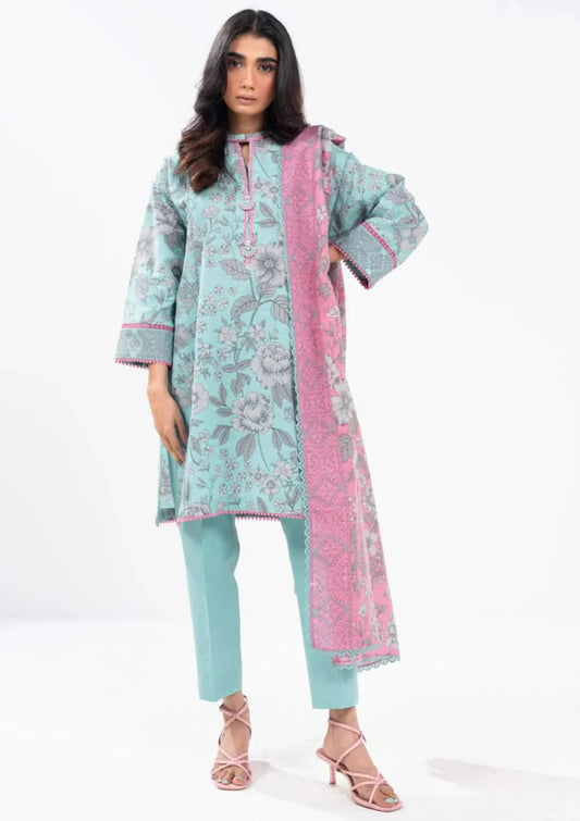 Alkaram 3pc Unstitched Khaddar Suit | Sky Blue
