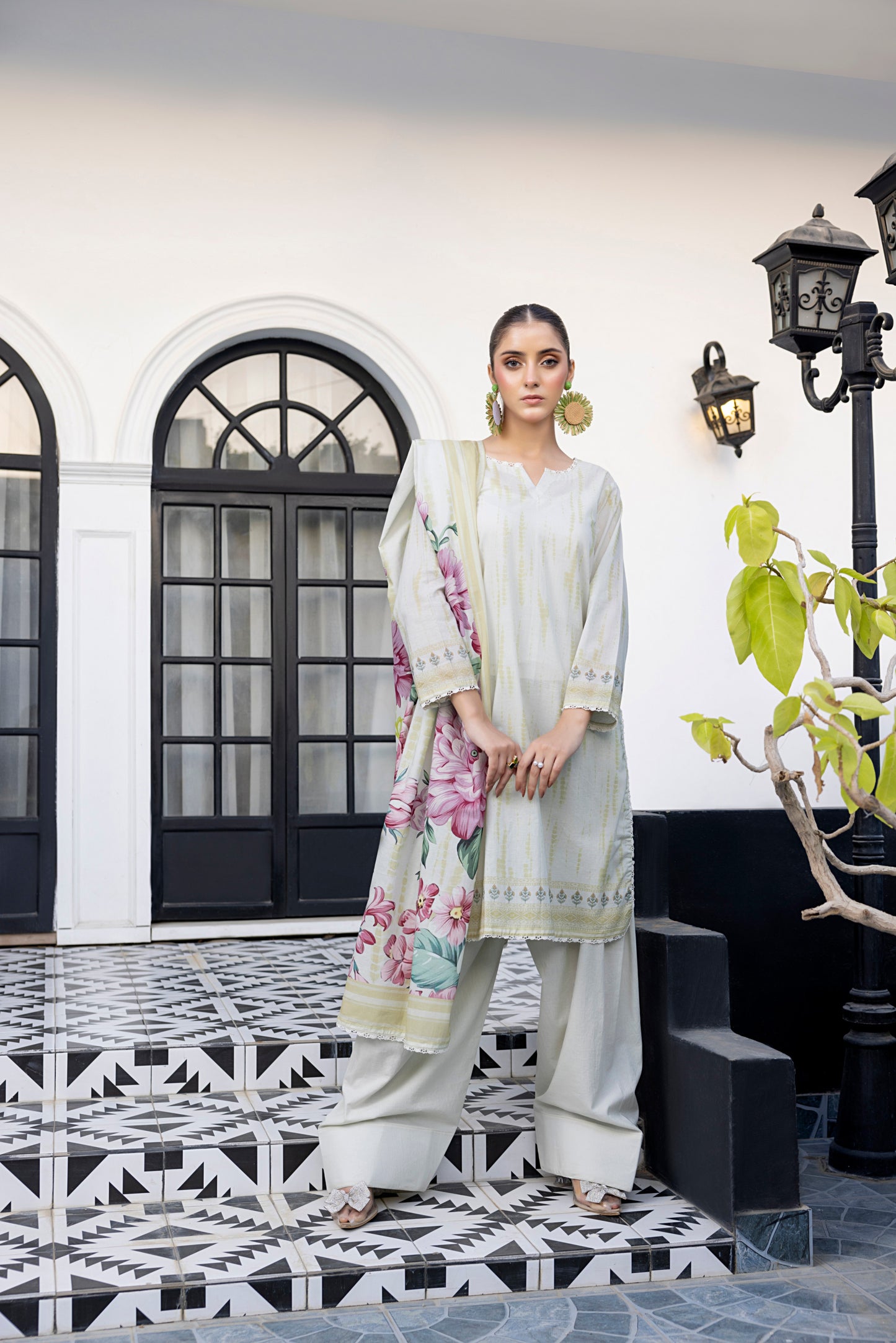 Ash White | Salina 3pc Unstitched Lawn Collection