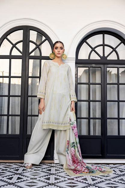 Ash White | Salina 3pc Unstitched Lawn Collection
