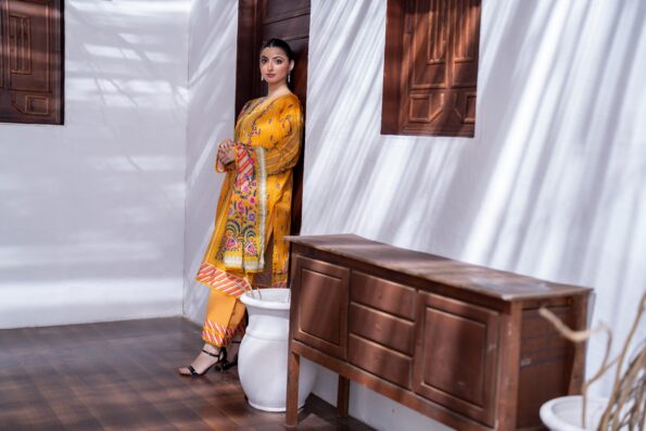 Mustard Yellow | Salina 3pc Unstitched Lawn Collection