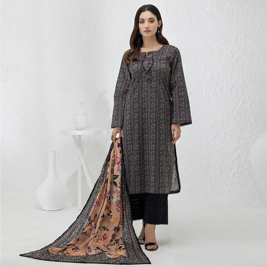Black | Salina 3pc Unstitched Lawn Collection