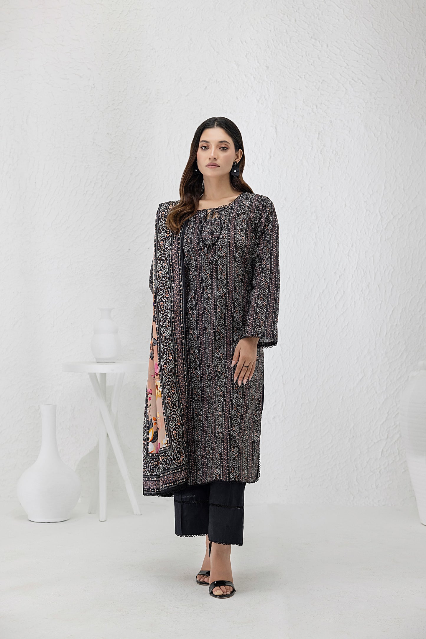 Black | Salina 3pc Unstitched Lawn Collection