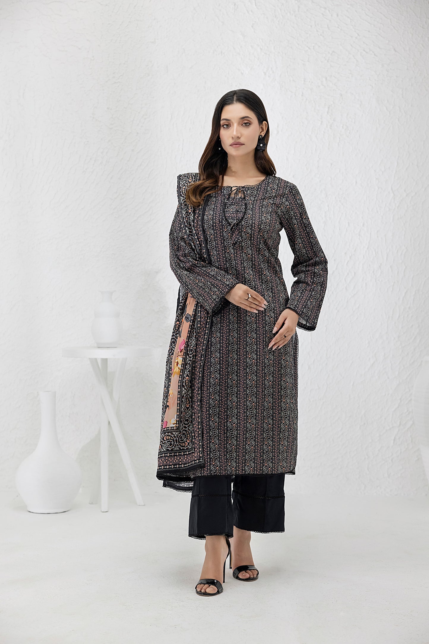 Black | Salina 3pc Unstitched Lawn Collection