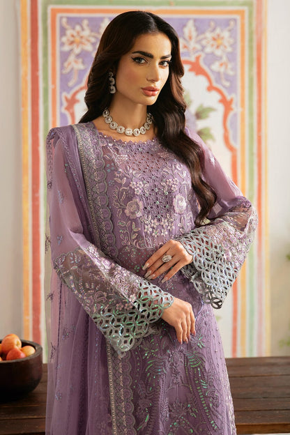 Ramsha Embroidered Chiffon - Lilac 3-Pc | Replica