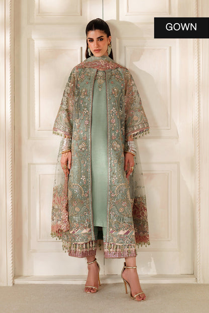 Baroque Net Embroidered - Dusty Sage Green 3-Pc | Replica