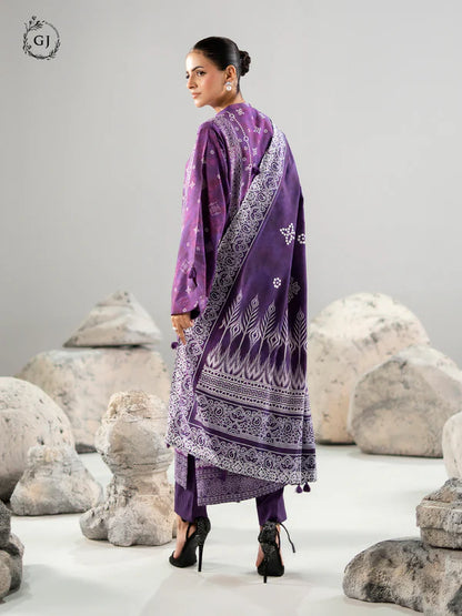Deep Purple | Chunri by GJ 3pc Unstitched Linen Bana Dora Collection