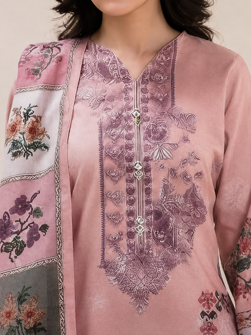Beechtree Lawn 3pc Unstitched - Muted Rose