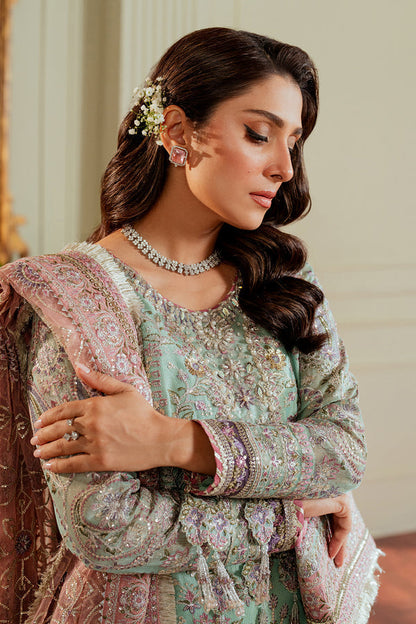 Baroque Khaddi Net Luxury Embroidered - Ice Blue 3-Pc | Replica