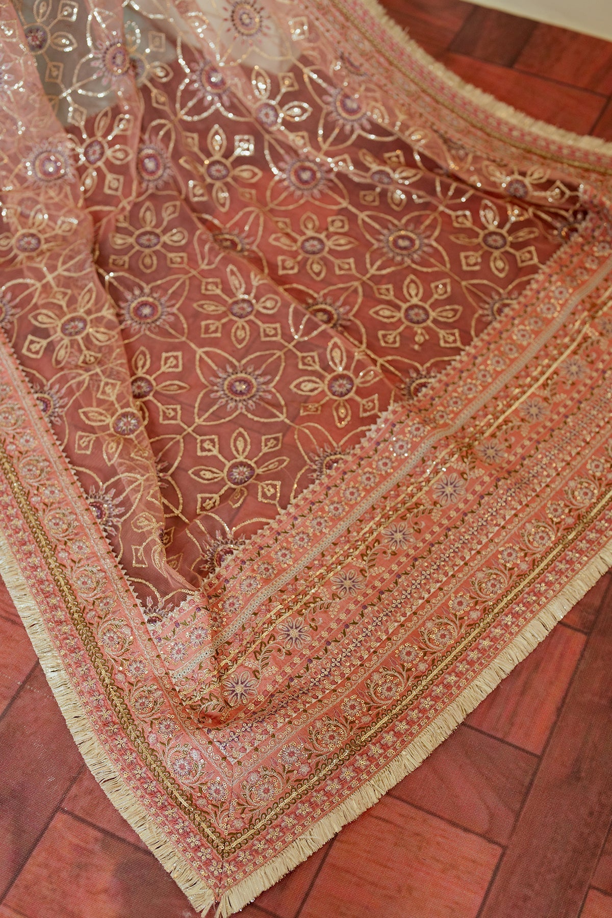 Baroque Khaddi Net Luxury Embroidered - Ice Blue 3-Pc | Replica