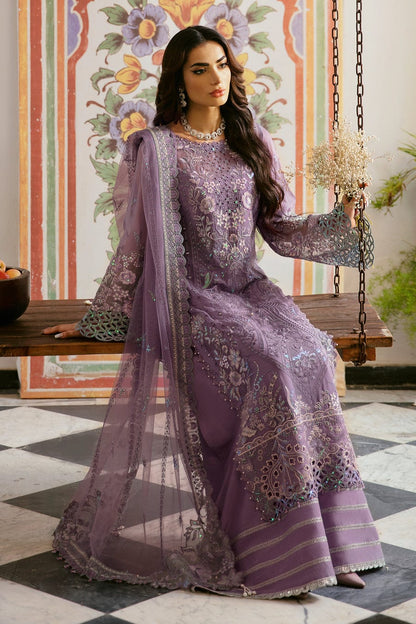Ramsha Embroidered Chiffon - Lilac 3-Pc | Replica