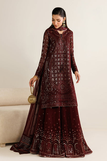 Jazmin Chiffon Embroidered - Mehroon 3-Pc | Replica