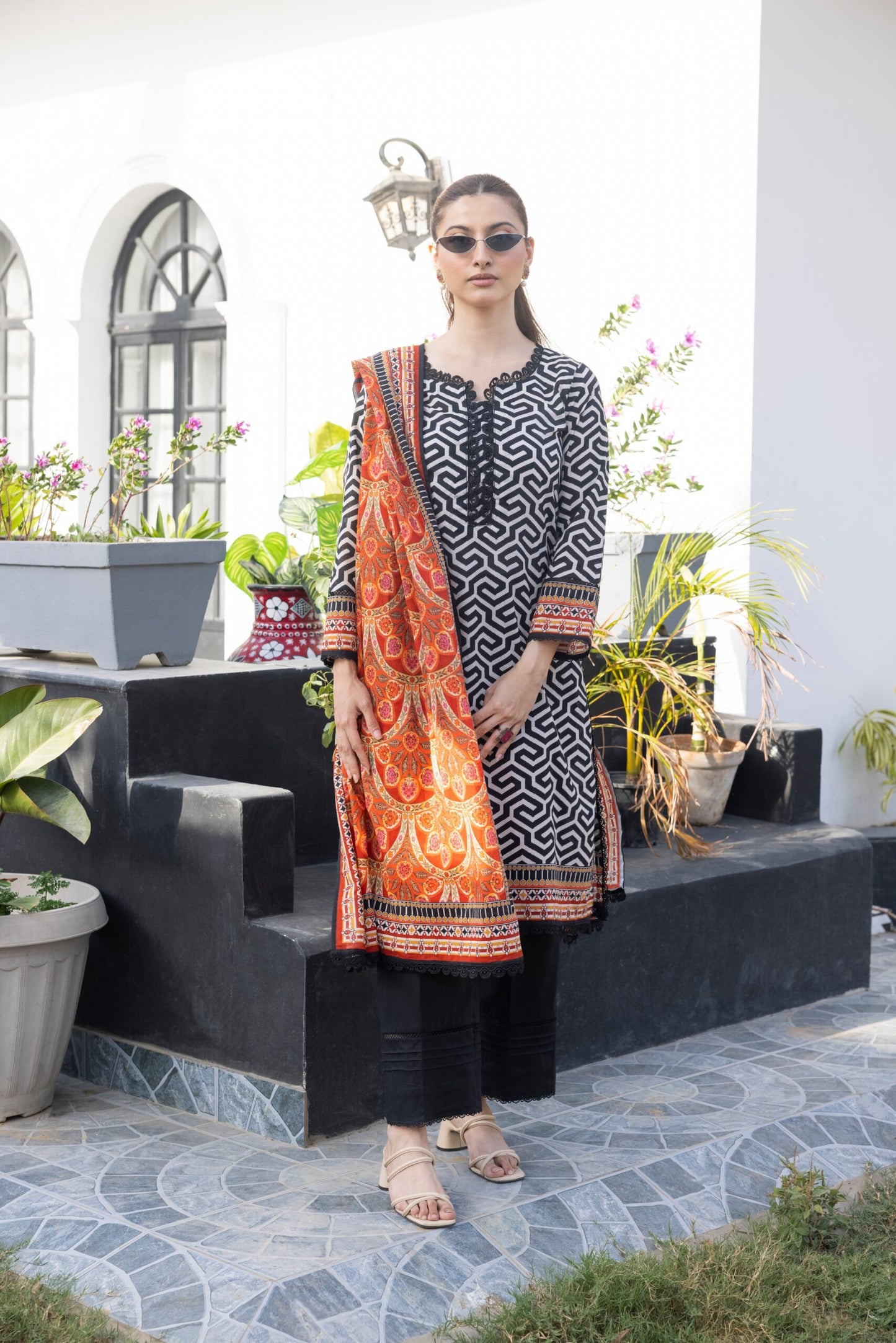 Black | Salina 3pc Unstitched Lawn Collection