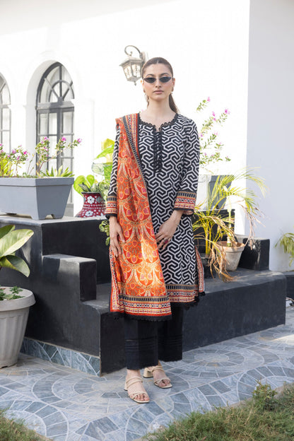 Black | Salina 3pc Unstitched Lawn Collection