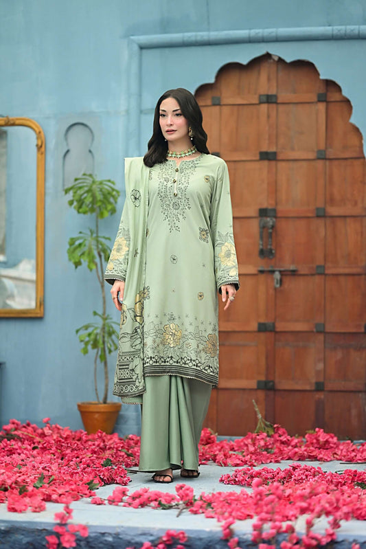 Pista Green | Regalia 3pc Unstitched Jacquard Viscose