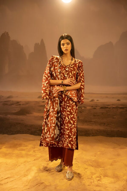 Salina 3pc Unstitched Mid Summer Cotton | Maroon