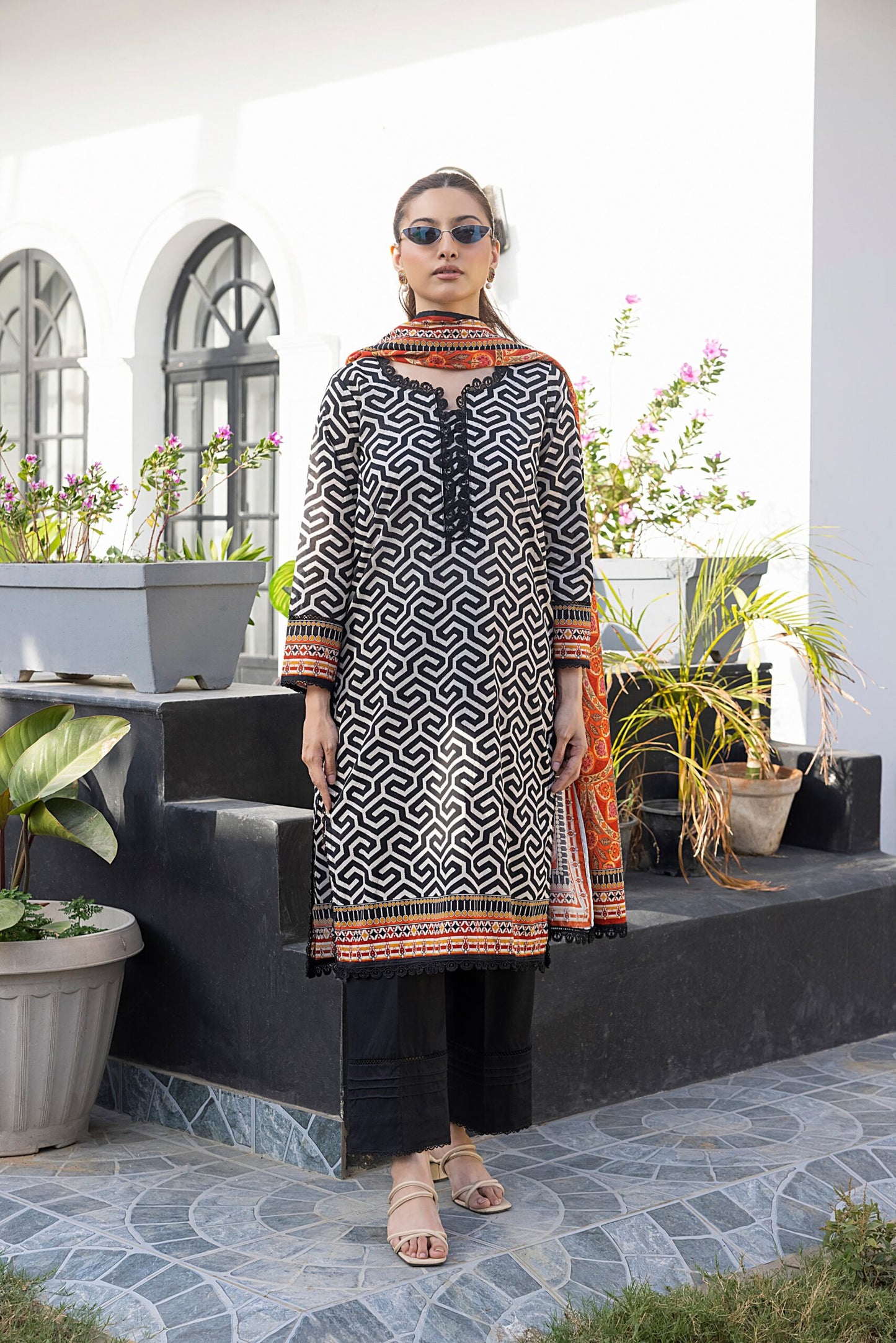 Black | Salina 3pc Unstitched Lawn Collection