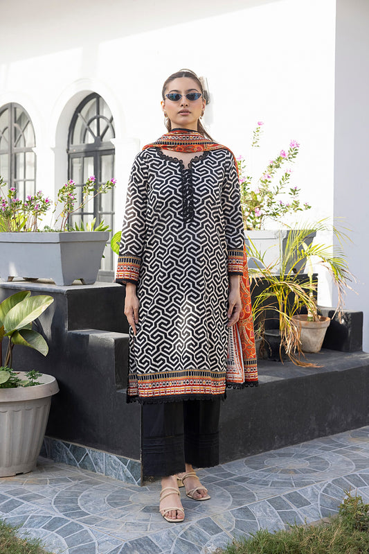 Black | Salina 3pc Unstitched Lawn Collection