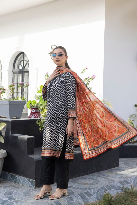 Black | Salina 3pc Unstitched Lawn Collection