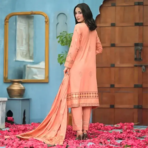 Peach | Regalia 3pc Unstitched Jacquard Viscose