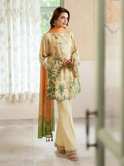 Pearl And Petals by Binaas 3pc Unstitched Bana Dora Lawn Collection – Fawn