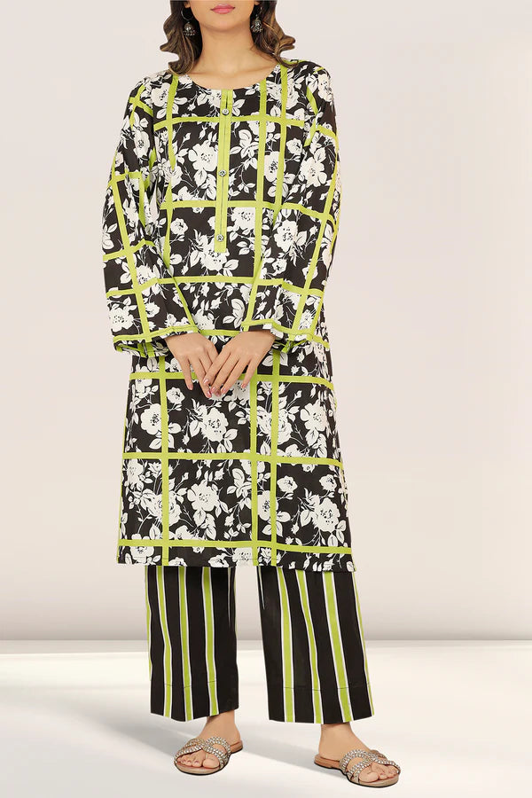 Black | Saya 2PC Unstitched Lawn Suit