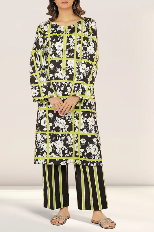 Black | Saya 2PC Unstitched Lawn Suit