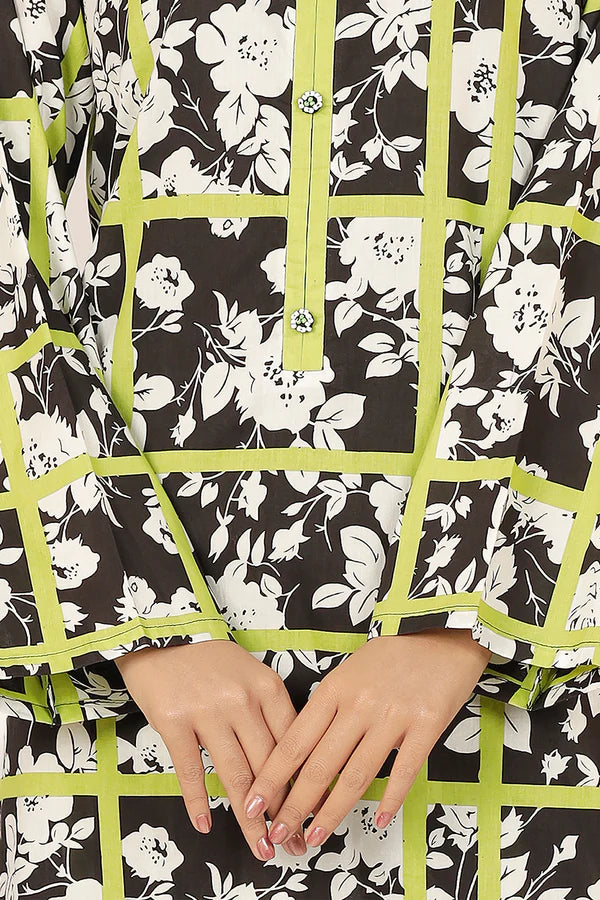 Black | Saya 2PC Unstitched Lawn Suit