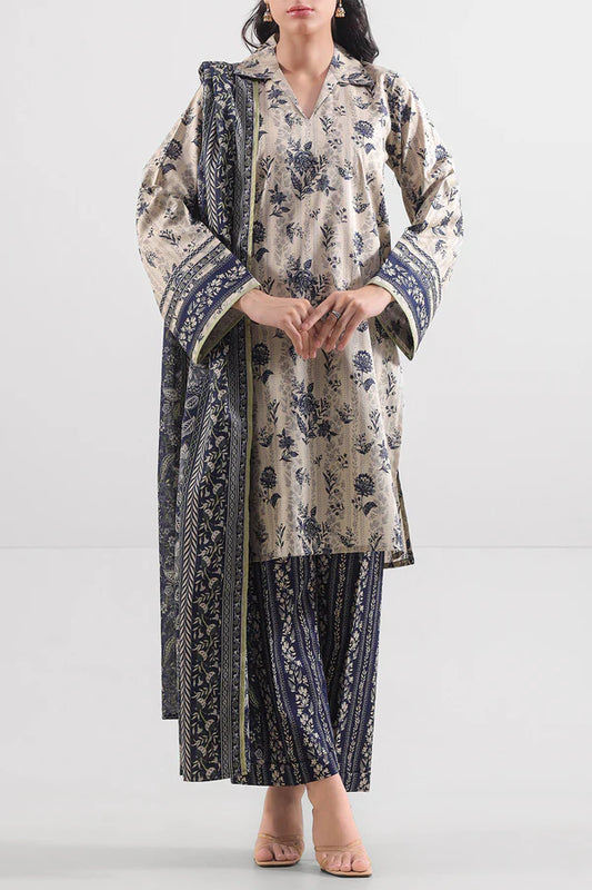 Beige| Saya 2PC Unstitched Lawn Suit