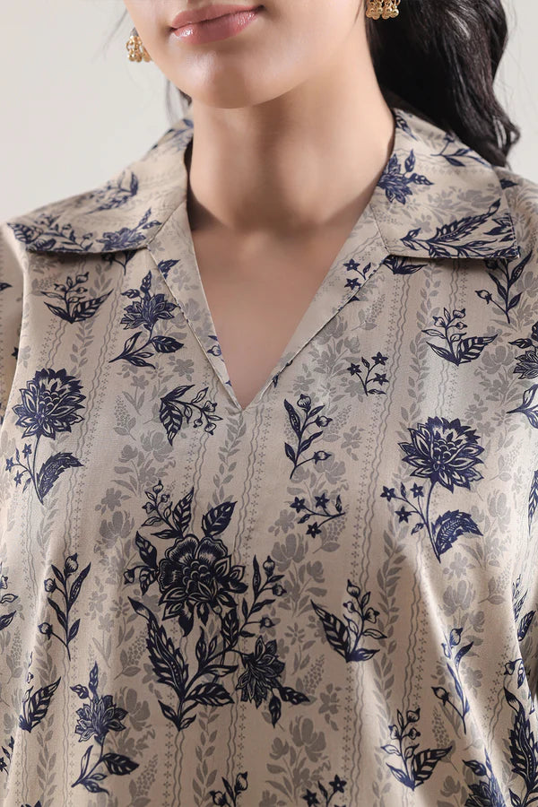 Beige| Saya 2PC Unstitched Lawn Suit