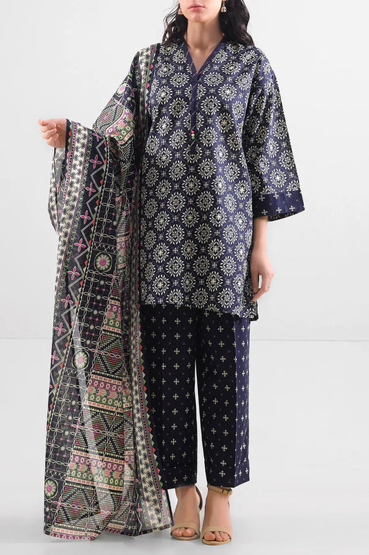 Blue| Saya 2PC Unstitched Lawn Suit