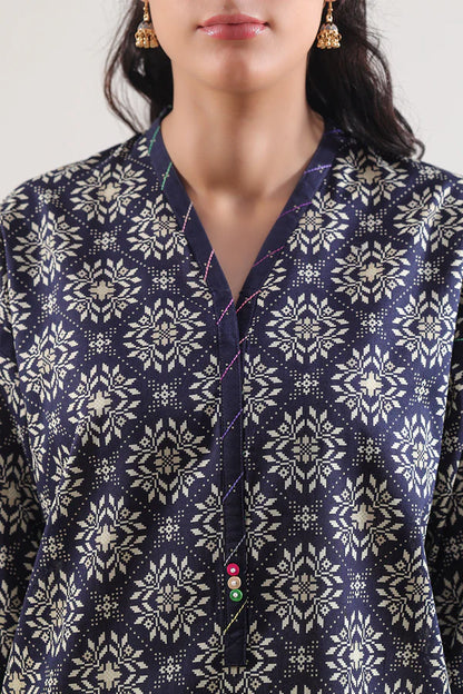 Blue| Saya 2PC Unstitched Lawn Suit