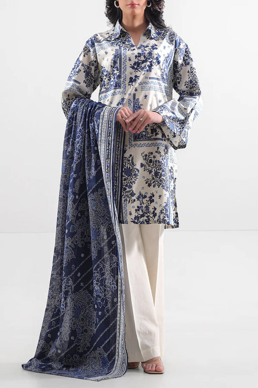 Beige| Saya 2PC Unstitched Lawn Suit