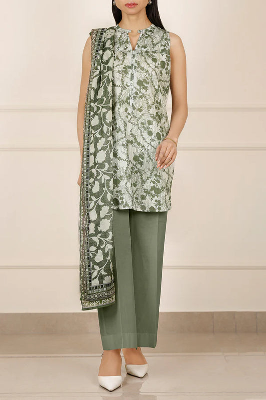 Green | Saya 3pc Unstitched Lawn Suit