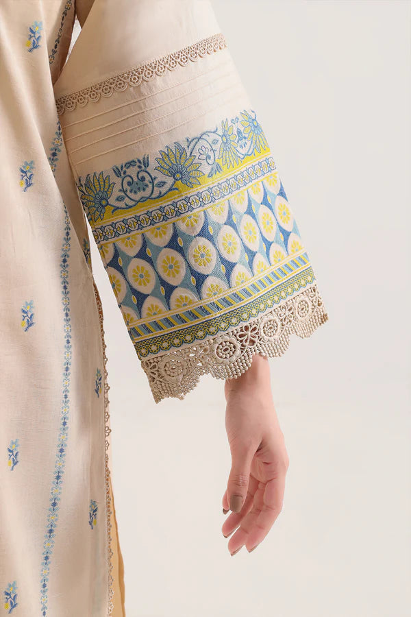 Beige | Saya 3pc Unstitched Cotton Jacquard 3-Piece